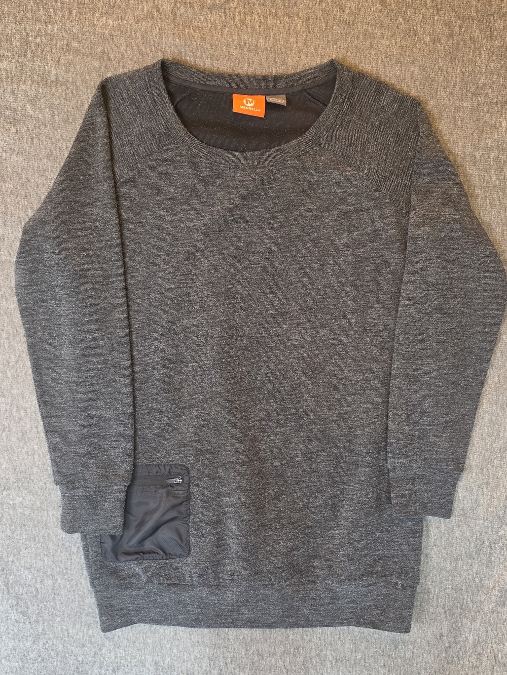 Merrell Tunic Knit Shirt Womans Medium Gray Gorpcore Outdoor Preppy Classic